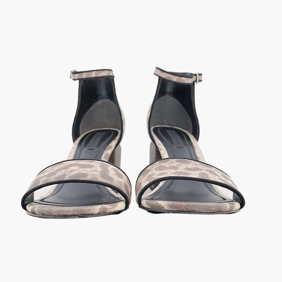Alexander Wang Abby Sandals EU 36.5 US 6.5 Beige Snake Block Heels Cheetah Brown - Picture 6 of 11